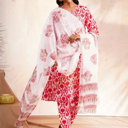 JAYPORE Floral Printed Cotton Silk Dupatta-picture-56