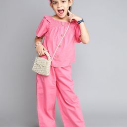 The Magic Wand Girls Square Neck Pure Cotton Top With Palazzo-13