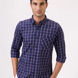 Raymond Men Checked Pure Cotton spread Collar Shirt-image-39
