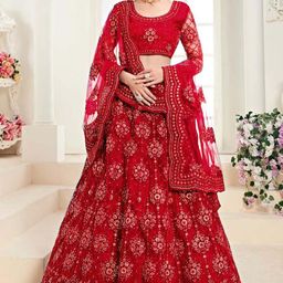 Cute fellow Embroidered Thread Work Semi-Stitched Lehenga & Unstitched Blouse With Dupatta-image-79