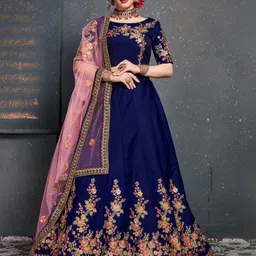 ODETTE Embroidered Semi-Stitched Lehenga & Blouse With Dupatta-picture-43