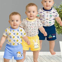 KidBee Unisex Kids Printed T-shirt with Shorts-image-42