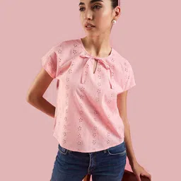 Deewa Women Tie-Up Neck Pure Cotton Top-picture-18