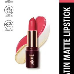 Lakme Ultimate Glam Satin Matte Lipstick with Jojoba Oil & Shea Butter - Pink Pop-18