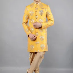 Manish Creations Mandarin Collar Sherwani Set-image-13