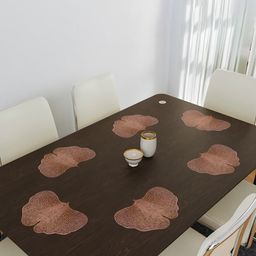 Aura Rose Gold-Toned 4 Pieces Self-Design Leather Butterfly Shaped Table Placemats-picture-18