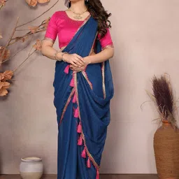 KALINI Polka Dot Sequinned Poly Georgette Saree-picture-9