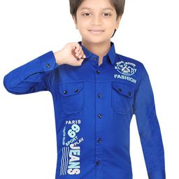 BAESD Boys Classic Regular Fit Spread Collar Typography Printed Cotton Casual Shirt-image-94