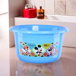 Kuber Industries Blue & Black 2 Pieces Disney Check Printed Light Weight Bath Tubs-59