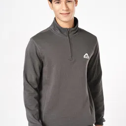 Urban Ranger by pantaloons Men Solid Mock Collar Pure Cotton Sweatshirt-picture-5