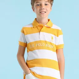 U.S. Polo Assn. Kids Boys Striped Polo Collar Cotton Regular Fit T-shirt-picture-15