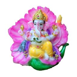 Webelkart White & Pink Graceful Lord Ganesha Sitting On Flower Decorative Showpiece-image-31