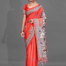Mitera Kalamkari Silk Blend Baluchari Saree-57
