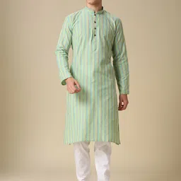 RAJUBHAI HARGOVINDAS Men Pure Cotton Striped Kurta Set-image-44