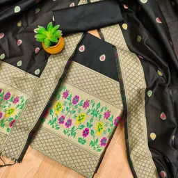 Panzora Ethnic Motifs Woven Design Zari Banarasi Silk Unstitched Dress Material-image-7