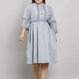 Tulsattva Print Lace Fit & Flare Midi Dress-image-84