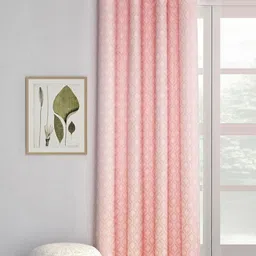 Fabindia Coral & White Geometric Sheer Door Curtain-image-66