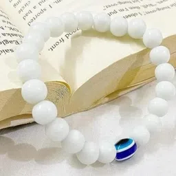 Rodya Unisex White Beads Elasticated Bracelet-49