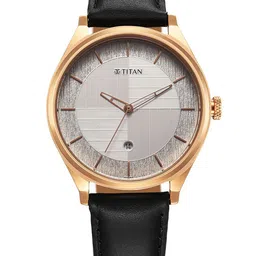 Titan Men Brass Dial & Leather Straps Analogue Watch 1802WL02-27