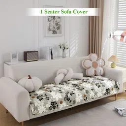 HOKIPO Brown & Grey Printed Polyester 1 Piece Sofa Cover-image-69