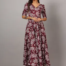 DHAKRE FASHION Women Floral Printed Sequinned Floral Anarkali Kurta-picture-37