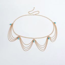Fabme Gold-Plated Artificial Beaded Layered Waist Chain-image-76
