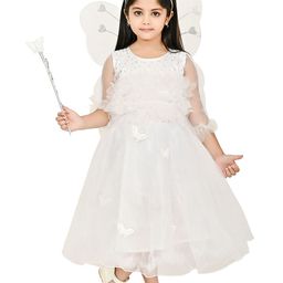 Zenat Girls Round Neck Fit & Flare Net Dress-image-69