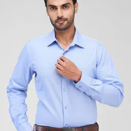 Raymond Men Contemporary Spread Collar Solid Cotton Formal Shirt-image-66