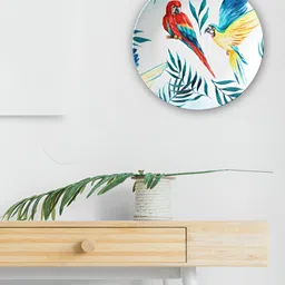 THE QUIRKY HOME A Tropical Bird Blue & Red Textured Ceramic Wall Plate-13