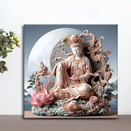 OLIVE TREE Off White & Blue 1 Piece Canvas Religious Wall Paintings-23