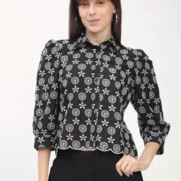 R&B Women Floral Cotton Schiffli Top-image-70