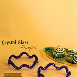 NMII Set of 2 Zig Zag Crystal Glass Bangles image 2