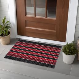 Kuber Industries Green & Red 6 Pieces AntiSlip Textured Doormat-18