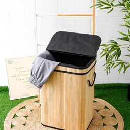 Aura Brown Bamboo Eco friendly Laundry Basket With Lid-55