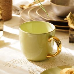 Pure Home and Living Green & Gold-Toned Solid Ceramic Glossy Mugs Set of Cups and Mugs-19