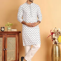 Anouk Men Floral Embroidered Regular Sequinned Kurta with Pyjamas-7