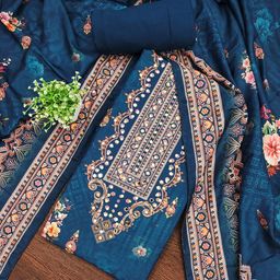 BlissFlair Floral Embroidered Beads and Stones Unstitched Dress Material-image-69