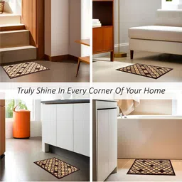 Kuber Industries Brown & Beige Hexagon Rectangular Anti-Skid Doormats image 4