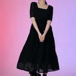 Jash Creation Women Square Neck Fit & Flare Midi Dress-image-68