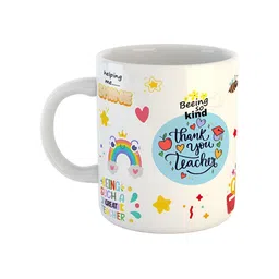 ARTBUG White Printed Ceramic Glossy Core Set of Cups and Mugs-8
