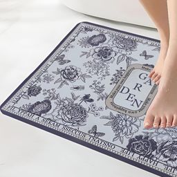HomeCloud Grey & Violet Printed Rectangular Floor Mat image 5