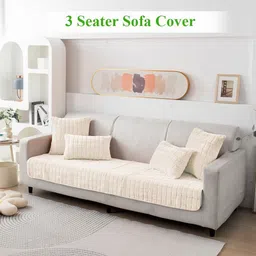 HOKIPO Plush 3 Seater Sofa Mat Cover With Arms-picture-37