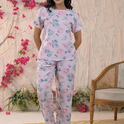 ROOHANIYAT Floral Printed Boat Neck Top With Trousers Co-Ords-picture-14