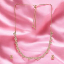 Nilu's Collection Rose Gold Plated American Diamond Necklace Set-picture-46