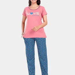 SWEET MOON Printed Round Neck T-Shirt With Pyjama-image-70