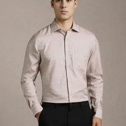 Louis Philippe Men Textured Spread Collar Pure Cotton Formal Shirt-picture-14