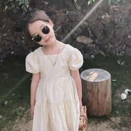 StyleCast x Revolte Girls Solid Choker Neck Gathered or Pleated Cotton A-Line Dress-image-25