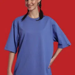 PockMAN Women Bio Finish Solid Round Neck Cotton Oversized T-shirt-picture-33