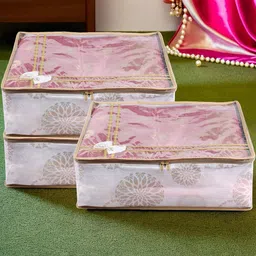 Kuber Industries White Pack of 3 Bow-Gola Printed Top Window Multi-Utility Organisers-2