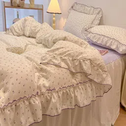 JC HOME Purple Polycotton Single Regular Bedding Set-image-7